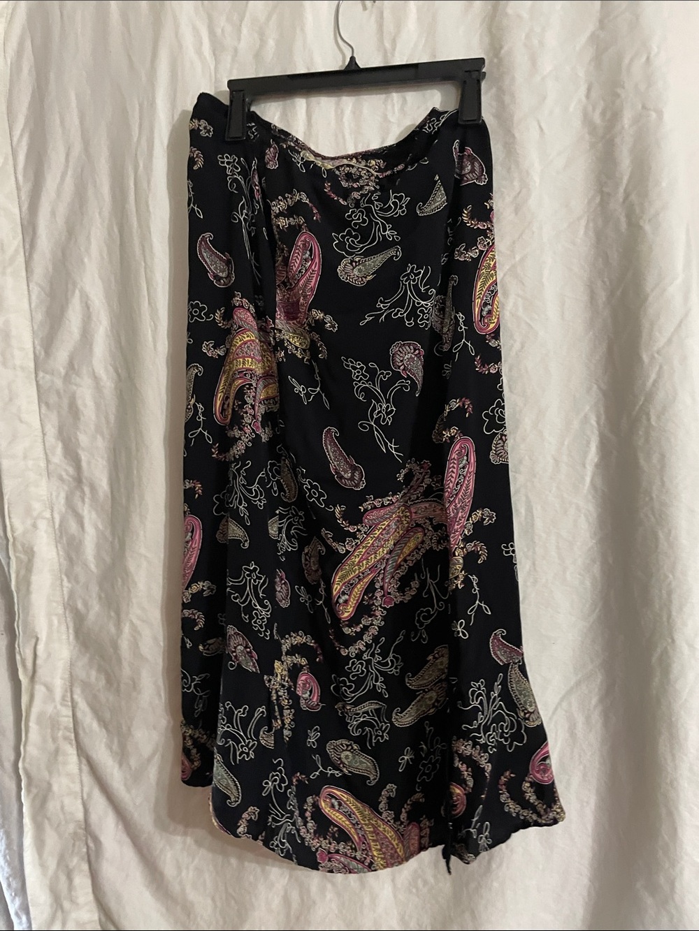 California Black Paisley Print Rayon Crepe Skirt - Women's - Picture 1 of 4